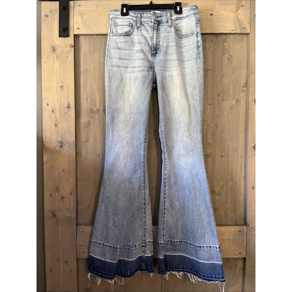 Ceros Jeans Women's Size 28 High Rise Flare Stretch Raw Hem Boho Country